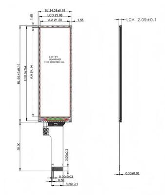 2.68" IPS TFT Module with 142X428 Resolution and QSPI/SPI Interface