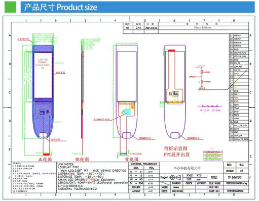 2.86 Inch IPS TFT Color Display with 376(RGB)x960 Resolution and MIPI 4T Interface Using ST7701S Driving IC